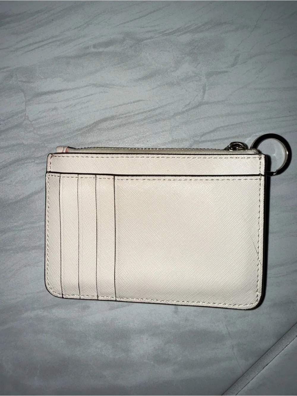 kate spade Cream Leather Card Holder with Key Ring
